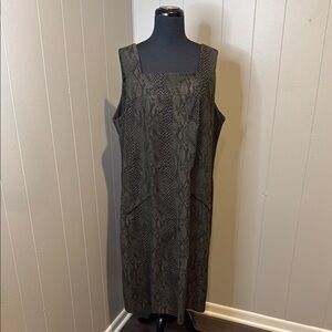 Z Tall Girl Women’s 18 Snakeskin Print Sleeveless Sheath Midi Dress Square Neck